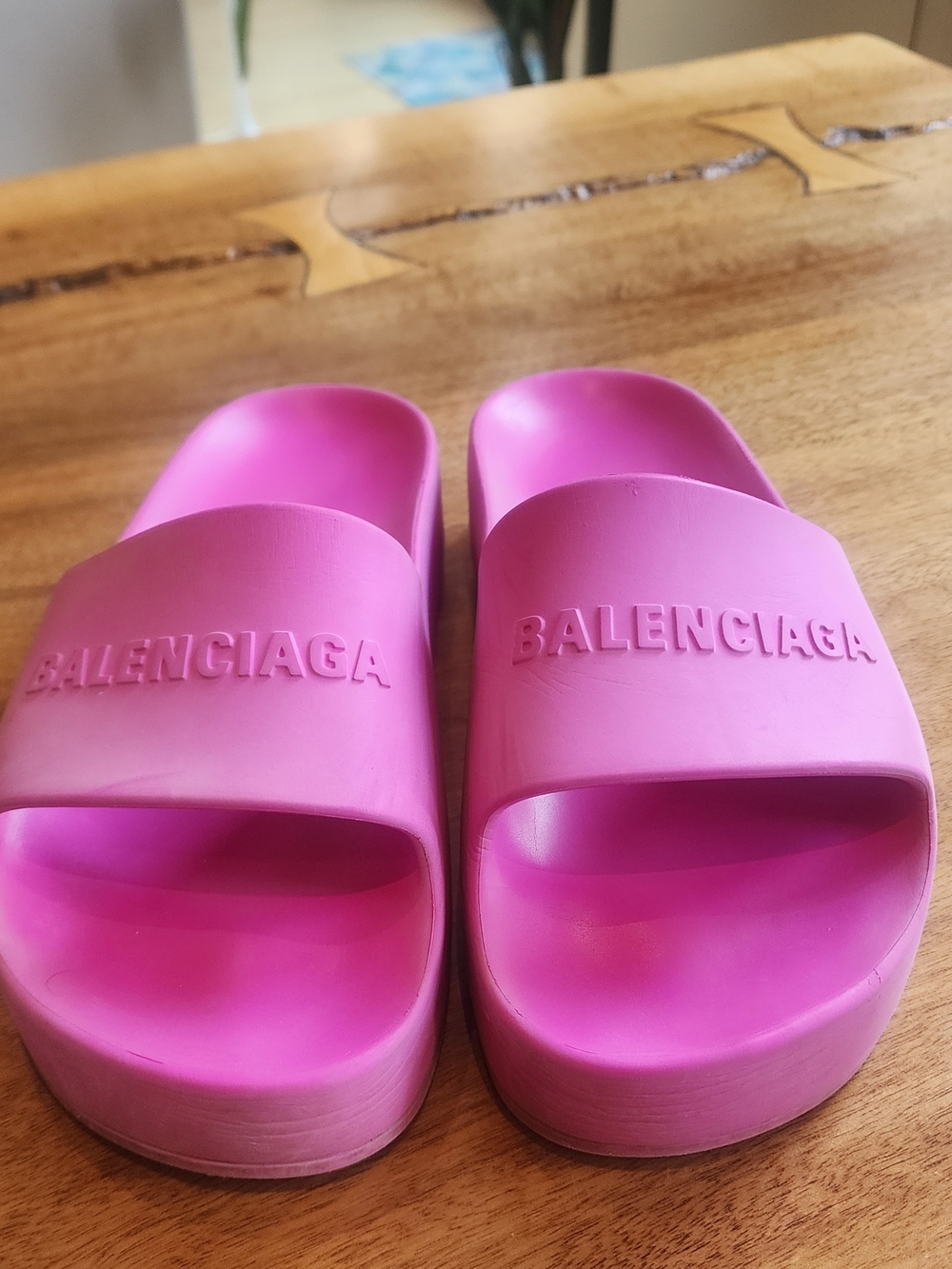 Balenciaga Pink Chunky Rubber Pool Slide Sandals Size 7 - Picture 2 of 10